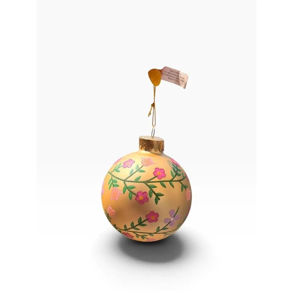New $35 Bloomingdale’s glass floral enchanted forest Christmas ornament ball